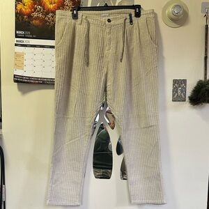 BL.11 Block Eleven Italy | Cream Wide-Wale Corduroy Drawstring Pants | Size 52